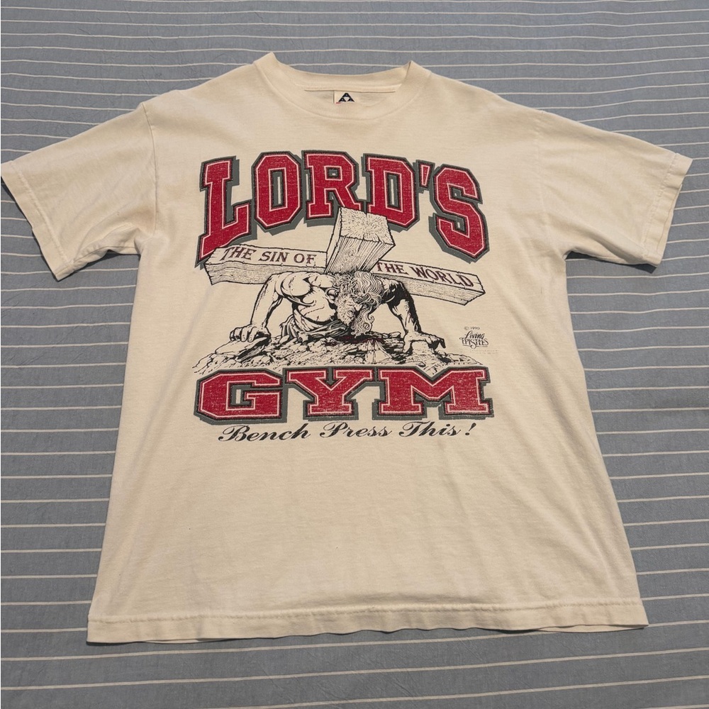Vintage 90s White Lord’s Gym Bench Press This Shirt
